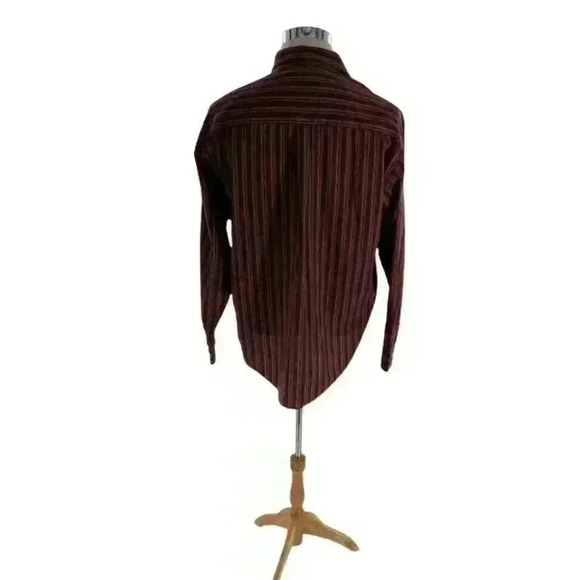 Puritan Men's Maroon Striped  Resistant Button Up Shirts Long Sleeves Size Large - Picture 3 of 4
